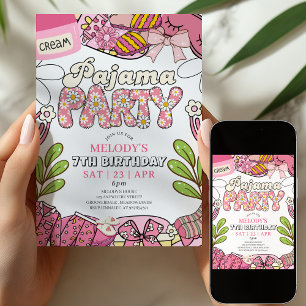 Daisy Pajama Party Birthday Invitation