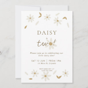 Daisy Party 2nd Birthday Invitation - White