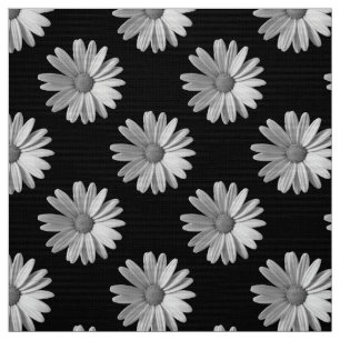 Daisy Pattern - Black and White Fabric