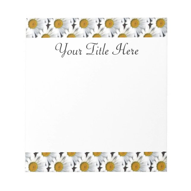 Daisy Pattern Customisable Notepad (Front)