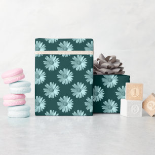 Daisy Pattern - Dark Green Wrapping Paper