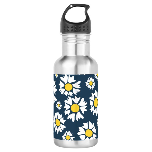 Daisy Pattern, Floral Pattern, White Daisies 710 Ml Water Bottle (Front)