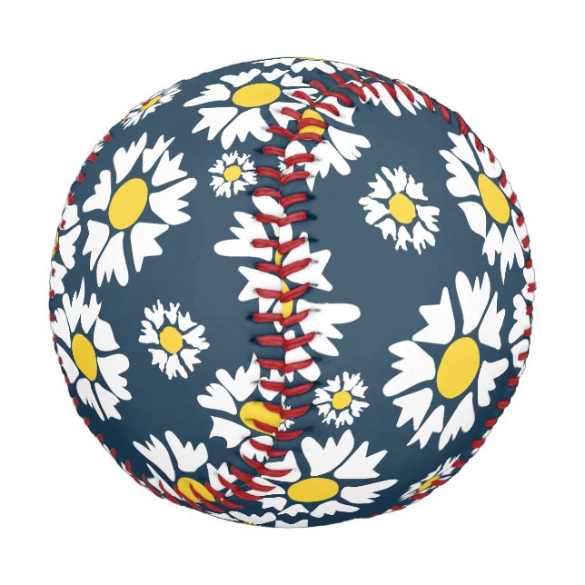 Daisy Pattern, Floral Pattern, White Daisies Baseball (Angled)