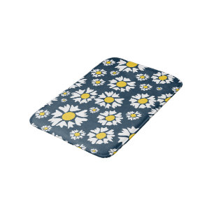 Daisy Pattern, Floral Pattern, White Daisies Bath Mat
