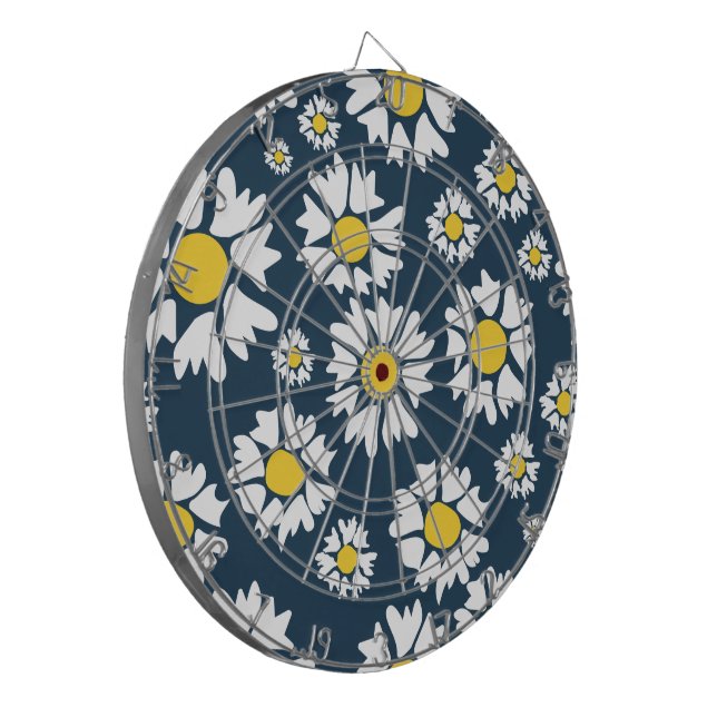 Daisy Pattern, Floral Pattern, White Daisies Dartboard (Front Left)