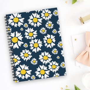 Daisy Pattern, Floral Pattern, White Daisies Notebook
