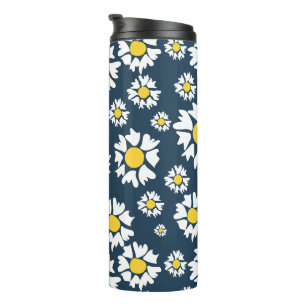 Daisy Pattern, Floral Pattern, White Daisies Thermal Tumbler