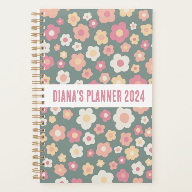 Daisy Pattern Flowers Blooms Floral Cute CUSTOM  Planner (Front)