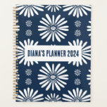 Daisy Pattern Flowers Blooms Floral Navy CUSTOM  Planner<br><div class="desc">Hello! I hope you like this original artwork design. Add your own text,  change the colours or fonts to personalise it. Check my shop for more designs. If you'd like something custom please let me know.</div>