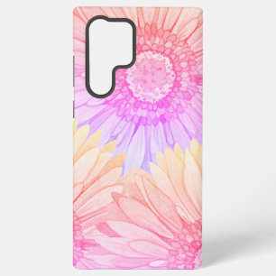 Daisy pattern in pink, yellow and lilac xl samsung galaxy case
