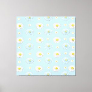Daisy Pattern on light blue background Canvas Print