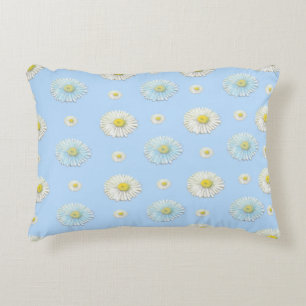 Daisy Pattern on light blue background Decorative Cushion