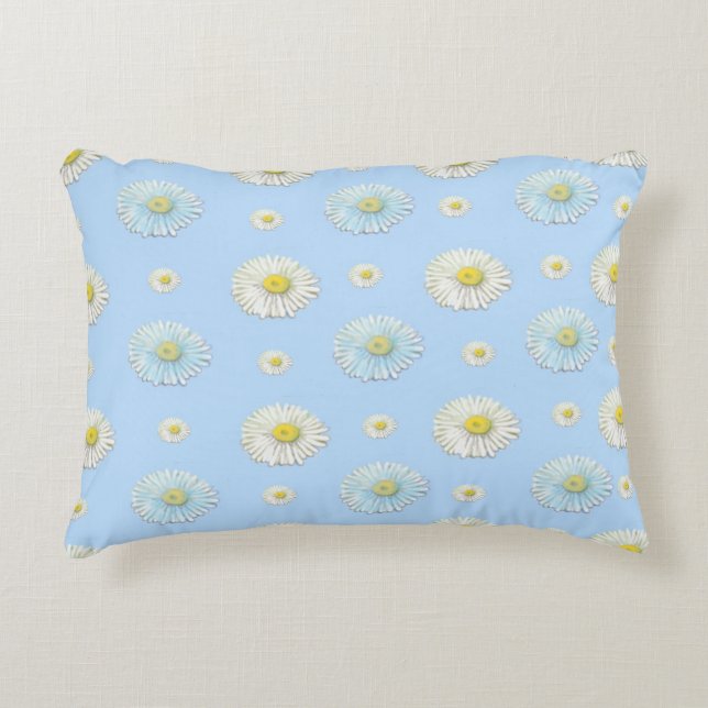 Daisy Pattern on light blue background Decorative Cushion (Front)