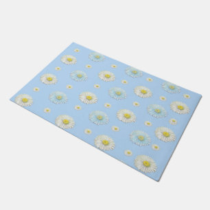 Daisy Pattern on light blue background  Doormat