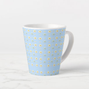 Daisy Pattern on light blue background Latte Mug