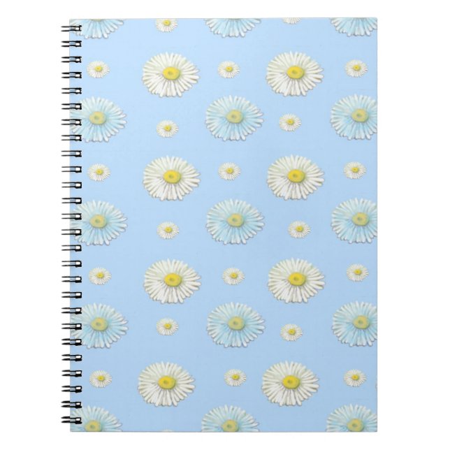 Daisy Pattern on light blue background  Notebook (Front)