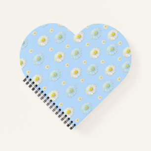 Daisy Pattern on light blue background Notebook