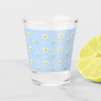 Daisy Pattern on light blue background 