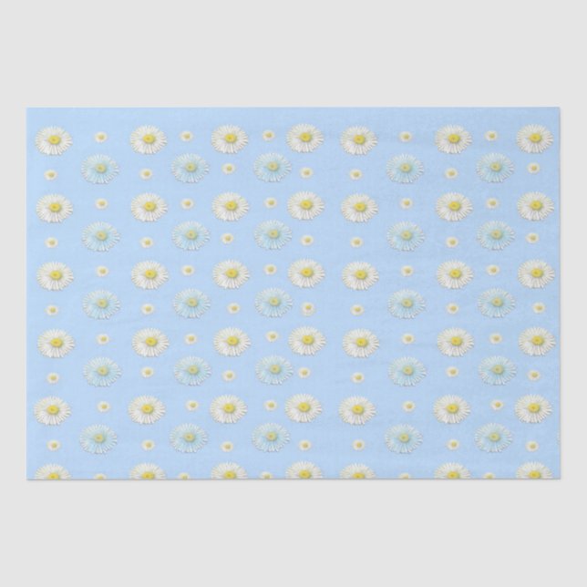 Daisy Pattern on light blue background  Tissue Paper (Front)
