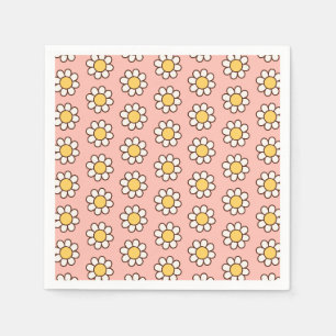Daisy Pattern on Pastel Pink Spring Party Napkin