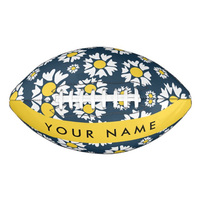 Daisy Pattern, White Daisies, Your Name American Football (Front)