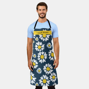 Daisy Pattern, White Daisies, Your Name Apron