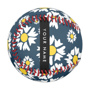 Daisy Pattern, White Daisies, Your Name Baseball