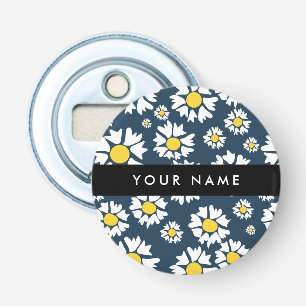 Daisy Pattern, White Daisies, Your Name Bottle Opener