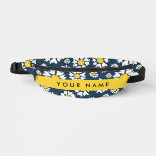 Daisy Pattern, White Daisies, Your Name Bum Bags