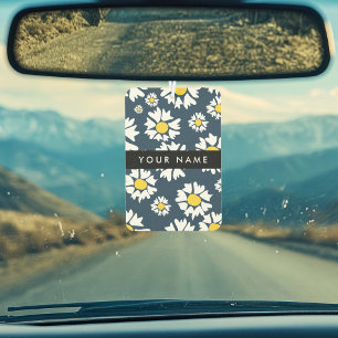 Daisy Pattern, White Daisies, Your Name Car Air Freshener