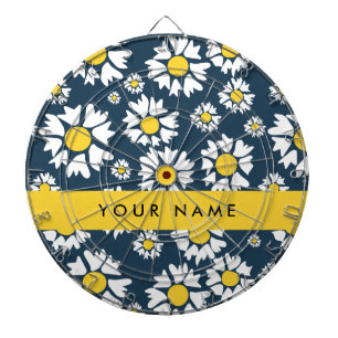 Daisy Pattern, White Daisies, Your Name Dartboard
