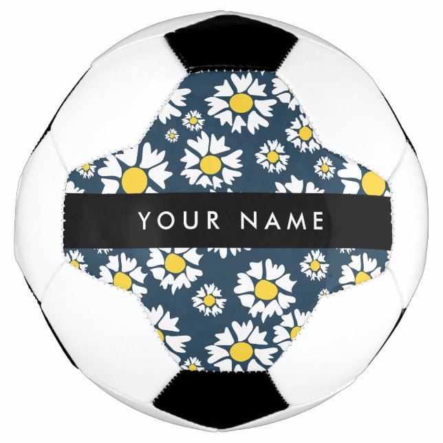 Daisy Pattern, White Daisies, Your Name Football (Front)