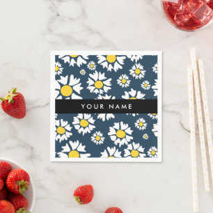 Daisy Pattern, White Daisies, Your Name Napkin