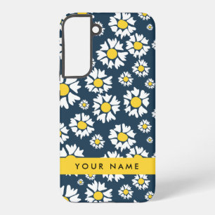 Daisy Pattern, White Daisies, Your Name Samsung Galaxy Case