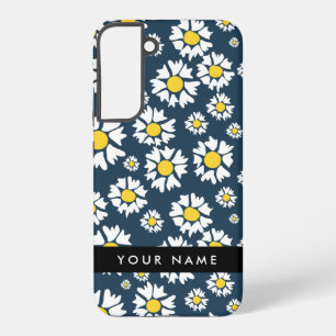 Daisy Pattern, White Daisies, Your Name Samsung Galaxy Case