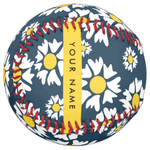 Daisy Pattern, White Daisies, Your Name Softball