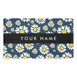 Daisy Pattern, White Daisies, Your Name Tag