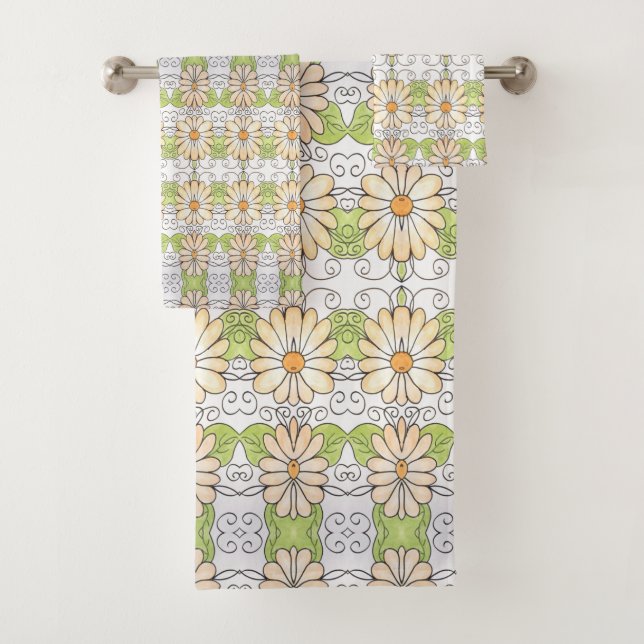 Daisy Patterned Bath Towel Set (Insitu)