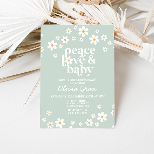 Daisy Peace Love Baby Shower Invitation (Creator Uploaded)