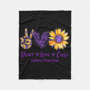 Daisy Peace Love Cure Epilepsy Awareness Purple Ri Fleece Blanket