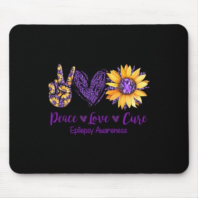 Daisy Peace Love Cure Epilepsy Awareness Purple Ri Mouse Mat (Front)