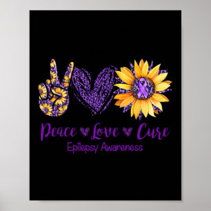 Daisy Peace Love Cure Epilepsy Awareness Purple Ri Poster