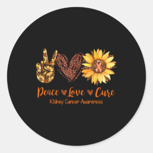 Daisy Peace Love Cure Kidney Cancer Awareness Gift Classic Round Sticker