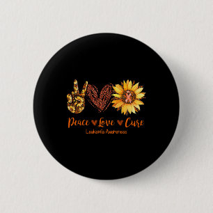 Daisy Peace Love Cure Leukaemia Awareness Gift  6 Cm Round Badge