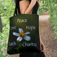 Daisy Peace Love Hope Faith Charity Floral Green