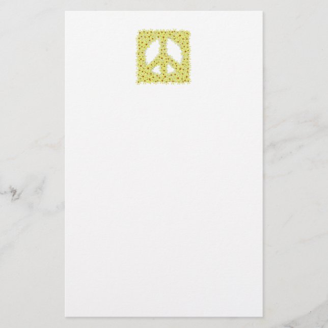 Daisy  peace sign 5.5" x 8.5" stationery (Front)