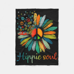 Daisy Peace Sign Hippie Soul Flower Lovers Gifts Fleece Blanket