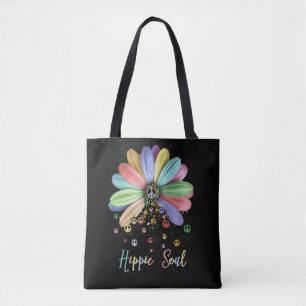 Daisy Peace Sign Hippie Soul Flower Lovers Tote Bag