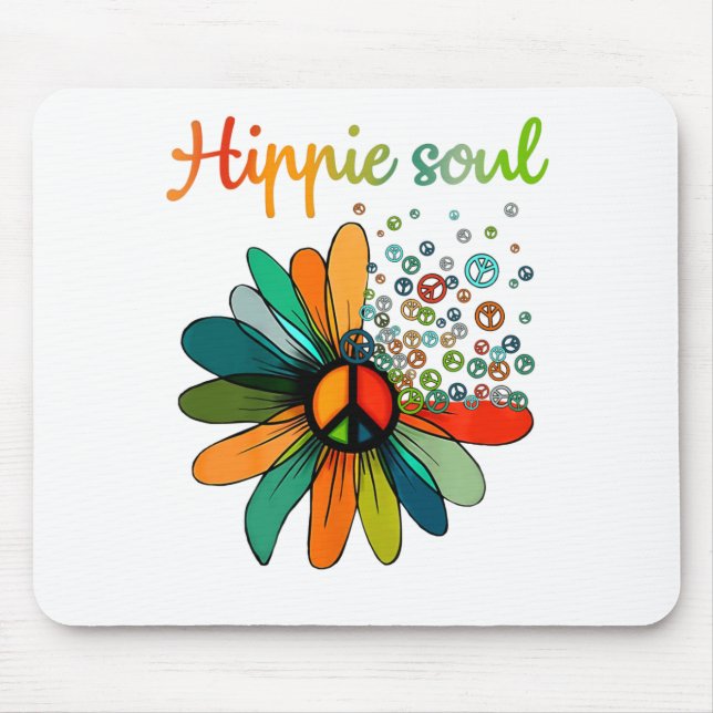 Daisy Peace Sign Hippie Soul Tshirt Flower Lovers  Mouse Mat (Front)