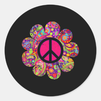 Daisy PEACE SIGN LOVE 60s 70s Tie Dye Hippie Classic Round Sticker